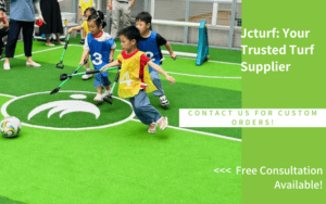 Área de juegos de césped sintético para niños, entrenamiento de fútbol juvenil en interiores.